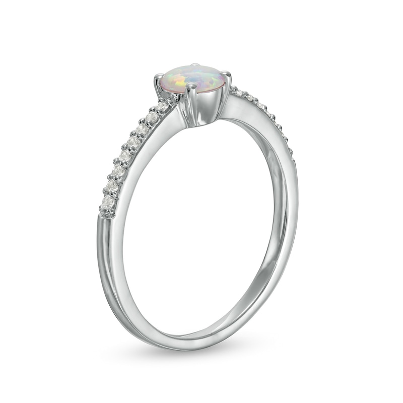5.0mm Lab-Created Opal and White Sapphire Ring in Sterling Silver