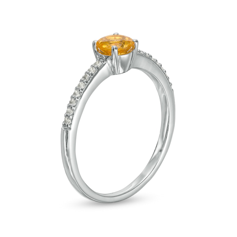 Main Image 3 of 5.0mm Citrine and White Lab-Created Sapphire Ring in Sterling Silver