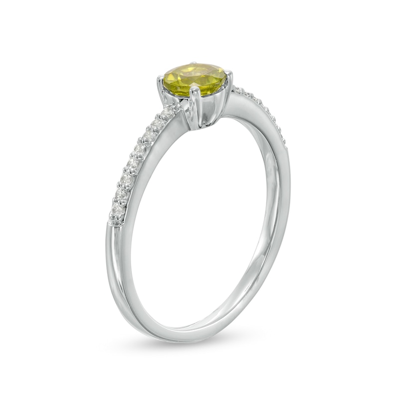 5.0mm Peridot and White Lab-Created Sapphire Ring in Sterling Silver