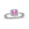 Thumbnail Image 1 of 5.0mm Pink and White Lab-Created Sapphire Octagon Frame Ring in Sterling Silver