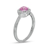 Thumbnail Image 3 of 5.0mm Pink and White Lab-Created Sapphire Octagon Frame Ring in Sterling Silver