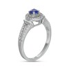 Thumbnail Image 2 of 4.0mm Blue and White Lab-Created Sapphire Collar Split Shank Ring in Sterling Silver