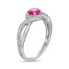 Thumbnail Image 2 of 5.0mm Lab-Created Ruby and White Sapphire Bypass Frame Split Shank Ring in Sterling Silver