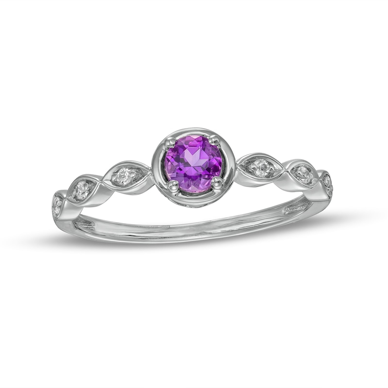 4.0mm Amethyst and 0.04 CT. T.W. Diamond Marquise Ring in 10K White Gold|Peoples Jewellers