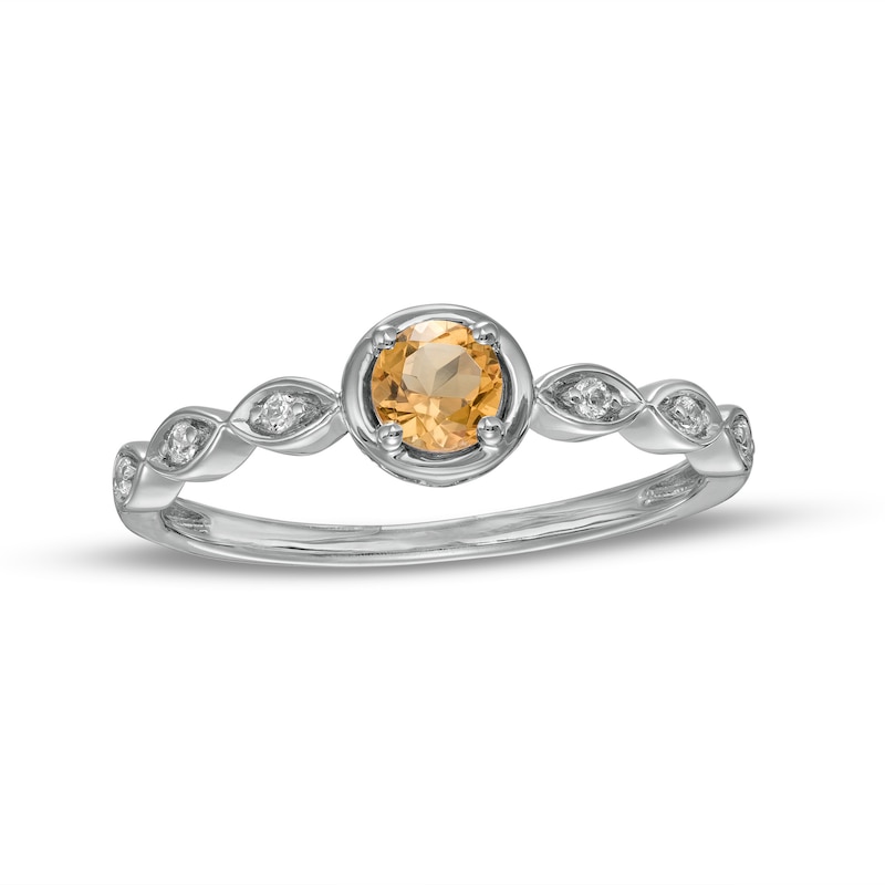 4.0mm Citrine and 0.04 CT. T.W. Diamond Marquise Ring in 10K White Gold