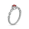 Thumbnail Image 2 of 4.0mm Garnet and 0.04 CT. T.W. Diamond Marquise Ring in 10K White Gold