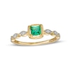 Thumbnail Image 0 of 4.0mm Princess-Cut Lab-Created Emerald and 0.04 CT. T.W. Diamond Marquise Ring in 10K Gold