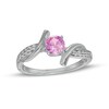 Thumbnail Image 1 of 5.0mm Pink and White Lab-Created Sapphire Bypass Collar Ring in Sterling Silver