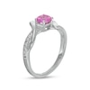 Thumbnail Image 2 of 5.0mm Pink and White Lab-Created Sapphire Bypass Collar Ring in Sterling Silver