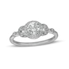 Thumbnail Image 1 of 5.0mm White Lab-Created Sapphire Frame Leaf Sides Ring in Sterling Silver