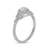 Thumbnail Image 3 of 5.0mm White Lab-Created Sapphire Frame Leaf Sides Ring in Sterling Silver