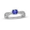 Thumbnail Image 0 of 5.0mm Blue and White Lab-Created Sapphire Criss-Cross Split Shank Ring in Sterling Silver