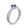 Thumbnail Image 2 of 5.0mm Blue and White Lab-Created Sapphire Criss-Cross Split Shank Ring in Sterling Silver