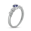 Thumbnail Image 2 of 4.0mm Blue Lab-Created Sapphire and 0.04 CT. T.W. Diamond Cascading Ribbon Shank Ring in Sterling Silver