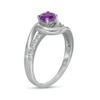 Thumbnail Image 2 of 5.0mm Amethyst and White Lab-Created Sapphire Bypass Frame Ring in Sterling Silver