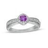 Thumbnail Image 0 of 4.0mm Amethyst and White Lab-Created Sapphire Tilted Frame Ring in Sterling Silver