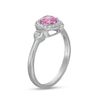 Thumbnail Image 2 of 5.0mm Pink and White Lab-Created Sapphire Frame Heart-Sides Ring in Sterling Silver
