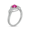 Thumbnail Image 2 of 5.0mm Lab-Created Ruby and White Sapphire Bypass Frame Ring in Sterling Silver