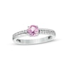 Thumbnail Image 1 of 5.0mm Lab-Created Pink and White Sapphire Mirrored Shank Ring in Sterling Silver