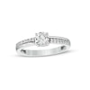 Thumbnail Image 1 of 5.0mm White Lab-Created Sapphire Mirrored Shank Ring in Sterling Silver