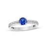 Thumbnail Image 0 of 5.0mm Lab-Created Blue and White Sapphire Mirrored Shank Ring in Sterling Silver