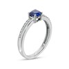 Thumbnail Image 2 of 5.0mm Lab-Created Blue and White Sapphire Mirrored Shank Ring in Sterling Silver