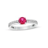 Thumbnail Image 0 of 5.0mm Lab-Created Ruby and White Sapphire Mirrored Shank Ring in Sterling Silver