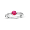 5.0mm Lab-Created Ruby and White Sapphire Mirrored Shank Ring in Sterling Silver