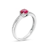 Thumbnail Image 2 of 5.0mm Lab-Created Ruby and White Sapphire Mirrored Shank Ring in Sterling Silver