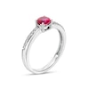 5.0mm Lab-Created Ruby and White Sapphire Mirrored Shank Ring in Sterling Silver