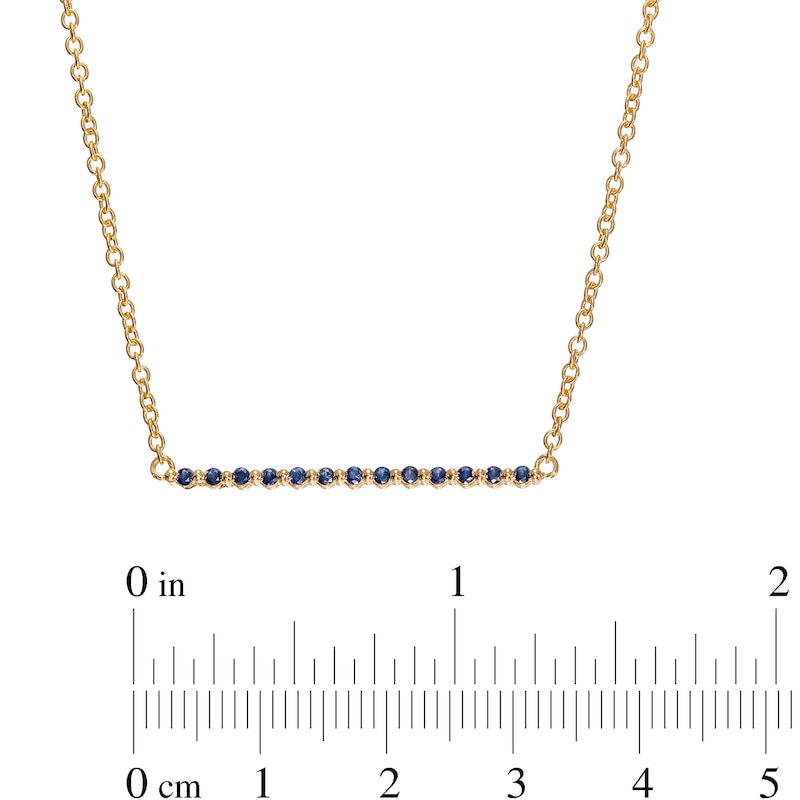 Blue Sapphire Bar Necklace in 10K Gold