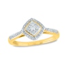 Thumbnail Image 1 of 0.25 CT. T.W. Composite Diamond Frame Tilted Square Engagement Ring in 10K Gold