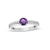 Thumbnail Image 0 of 5.0mm Amethyst and White Lab-Created Sapphire Mirrored Shank Ring in Sterling Silver