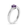 Thumbnail Image 2 of 5.0mm Amethyst and White Lab-Created Sapphire Mirrored Shank Ring in Sterling Silver