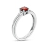 Thumbnail Image 2 of 5.0mm Garnet and White Lab-Created Sapphire Mirrored Shank Ring in Sterling Silver