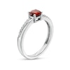 Thumbnail Image 3 of 5.0mm Garnet and White Lab-Created Sapphire Mirrored Shank Ring in Sterling Silver