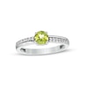 Thumbnail Image 0 of 5.0mm Peridot and White Lab-Created Sapphire Mirrored Shank Ring in Sterling Silver
