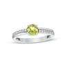 Thumbnail Image 1 of 5.0mm Peridot and White Lab-Created Sapphire Mirrored Shank Ring in Sterling Silver