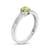 Thumbnail Image 3 of 5.0mm Peridot and White Lab-Created Sapphire Mirrored Shank Ring in Sterling Silver