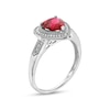 Thumbnail Image 3 of Heart-Shaped Lab-Created Ruby and 0.04 CT. T.W. Diamond Frame Vintage-Style Ring in Sterling Silver