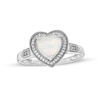 Thumbnail Image 0 of Heart-Shaped Lab-Created Opal and 0.04 CT. T.W. Diamond Frame Vintage-Style Ring in Sterling Silver