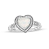 Thumbnail Image 1 of Heart-Shaped Lab-Created Opal and 0.04 CT. T.W. Diamond Frame Vintage-Style Ring in Sterling Silver