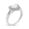 Thumbnail Image 3 of Heart-Shaped Lab-Created Opal and 0.04 CT. T.W. Diamond Frame Vintage-Style Ring in Sterling Silver