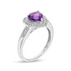Thumbnail Image 3 of Heart-Shaped Amethyst and 0.04 CT. T.W. Diamond Frame Vintage-Style Ring in Sterling Silver