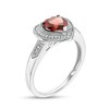 Thumbnail Image 3 of Heart-Shaped Garnet and 0.04 CT. T.W. Diamond Frame Vintage-Style Ring in Sterling Silver