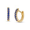 Blue Sapphire Huggie Hoop Earrings in 10K Gold