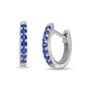 Thumbnail Image 1 of Blue Sapphire Huggie Hoop Earrings in 10K White Gold