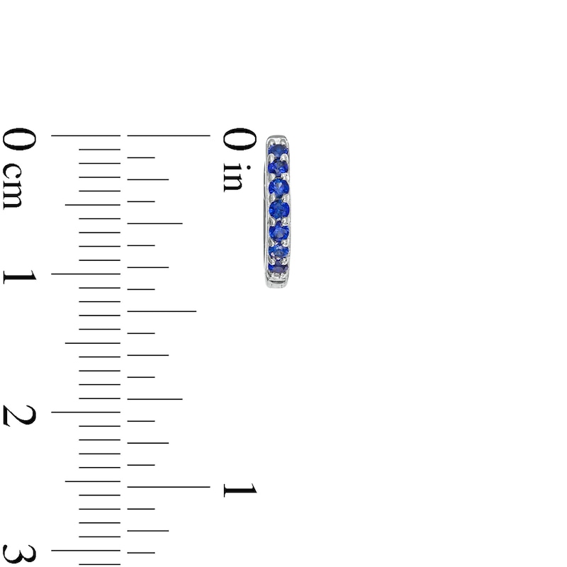 Main Image 3 of Blue Sapphire Huggie Hoop Earrings in 10K White Gold