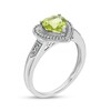 Thumbnail Image 3 of Heart-Shaped Peridot and 0.04 CT. T.W. Diamond Frame Vintage-Style Ring in Sterling Silver