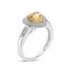 Thumbnail Image 3 of Heart-Shaped Citrine and 0.04 CT. T.W. Diamond Frame Vintage-Style Ring in Sterling Silver